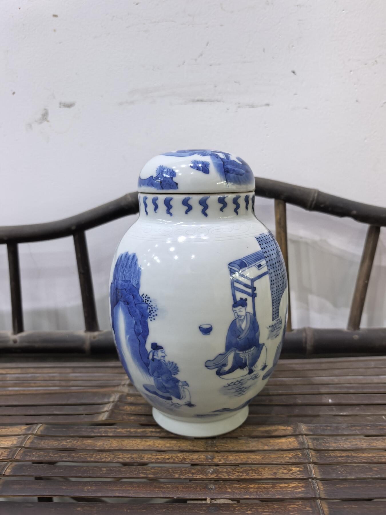 兰馨堂瓷器专场 回流青花人物罐