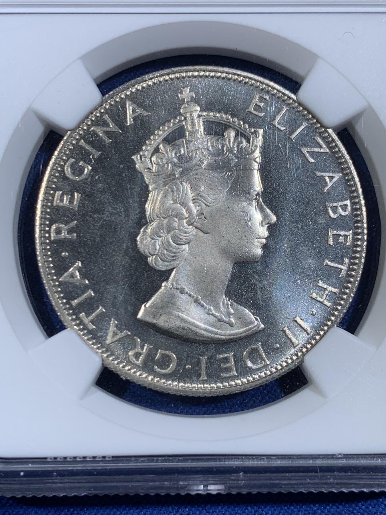 《竞宝斋》第439场 周日，周一，周二 3场连拍 （全场包邮） NGC PF67CAMEO 英属百慕大1964年伊丽莎白二世1克朗精制大银币，亚军分，更高分仅2枚