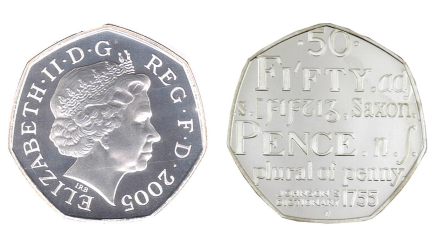 PThappally收藏第54次拍卖，英联邦地区硬币纸币  英国  2005 年  50 便士  铜镍币  8g PCGS PR69DCAM 