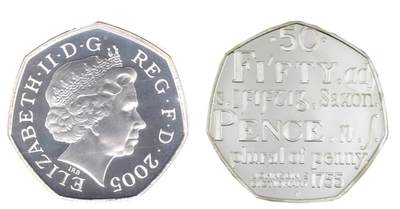 PThappally收藏第54次拍卖，英联邦地区硬币纸币 -  英国  2005 年  50 便士  铜镍币  8g PCGS PR69DCAM 