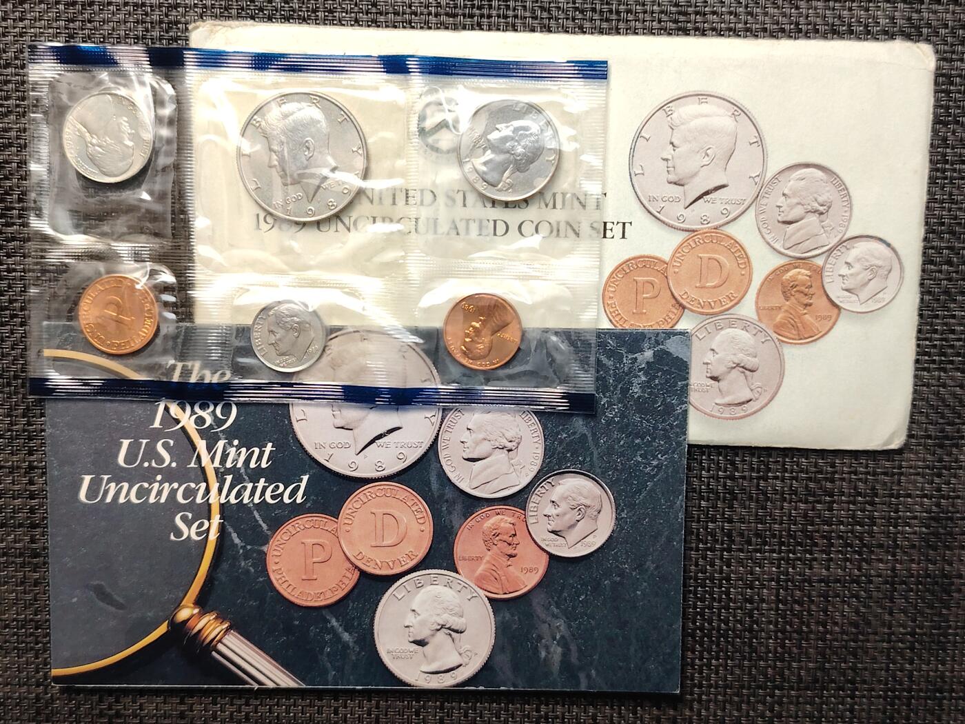 布加迪🐬～世界钱币(上海)🌾第 260 期 /  各国套币和散币 美国🇺🇸 1989年 6枚套币(蓝边) 费城造币厂