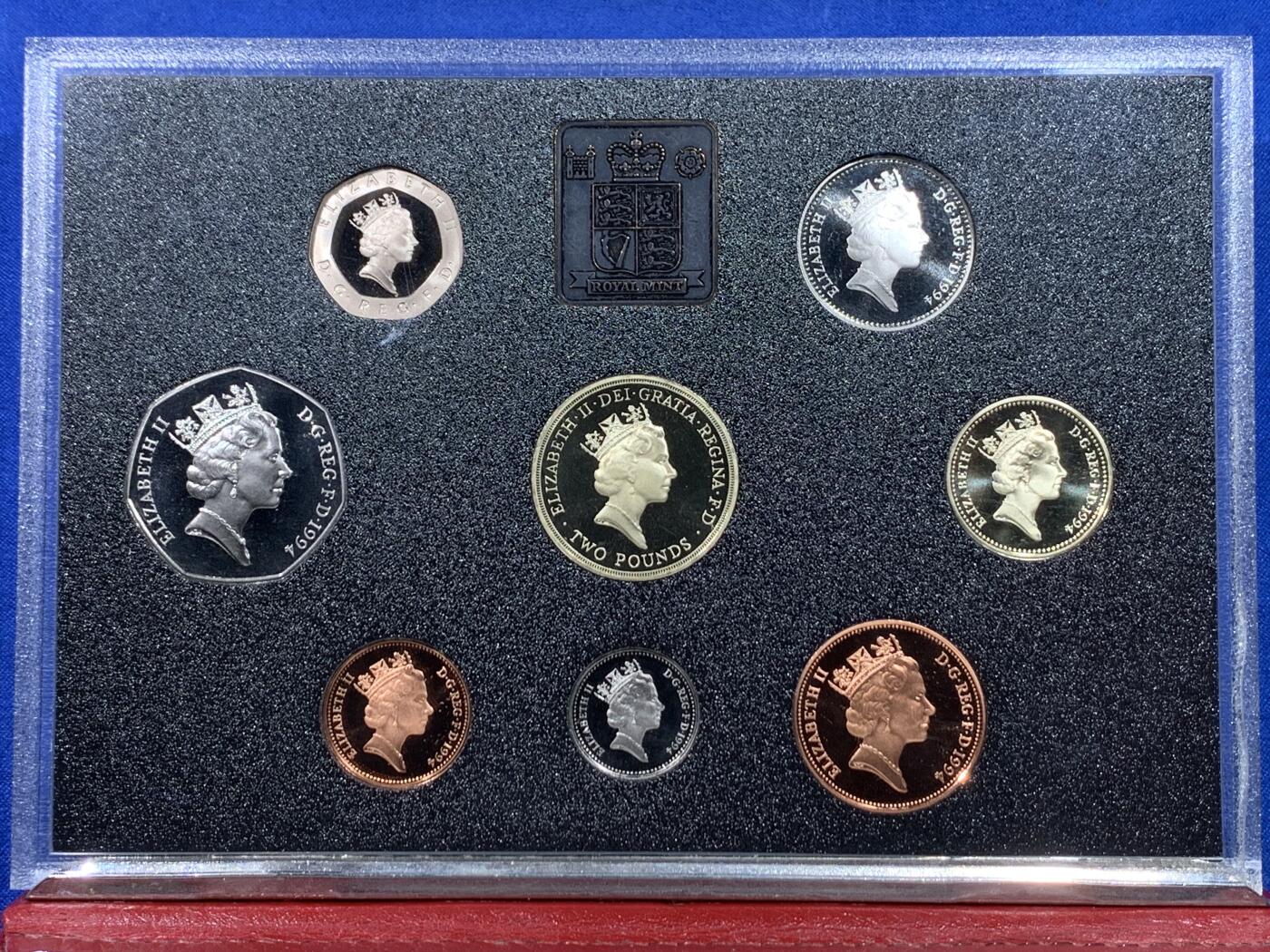 《竞宝斋》第439场 周日，周一，周二 3场连拍 （全场包邮） 英国硬币套装 1994年精制套装-8枚 红色高档盒