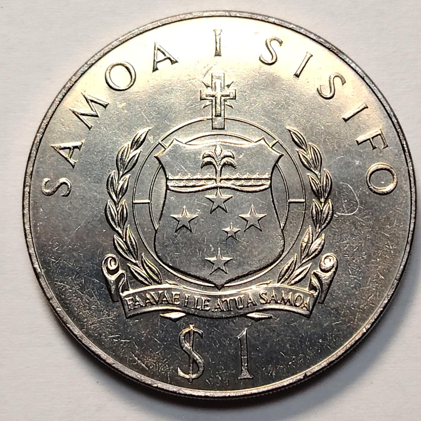 布加迪🐬～世界钱币(上海)🌾第 260 期 /  各国套币和散币 西萨摩亚群岛 1977年 1元 克朗币