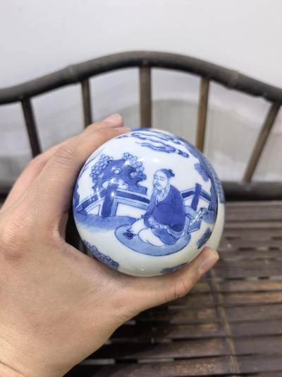 回流青花人物罐