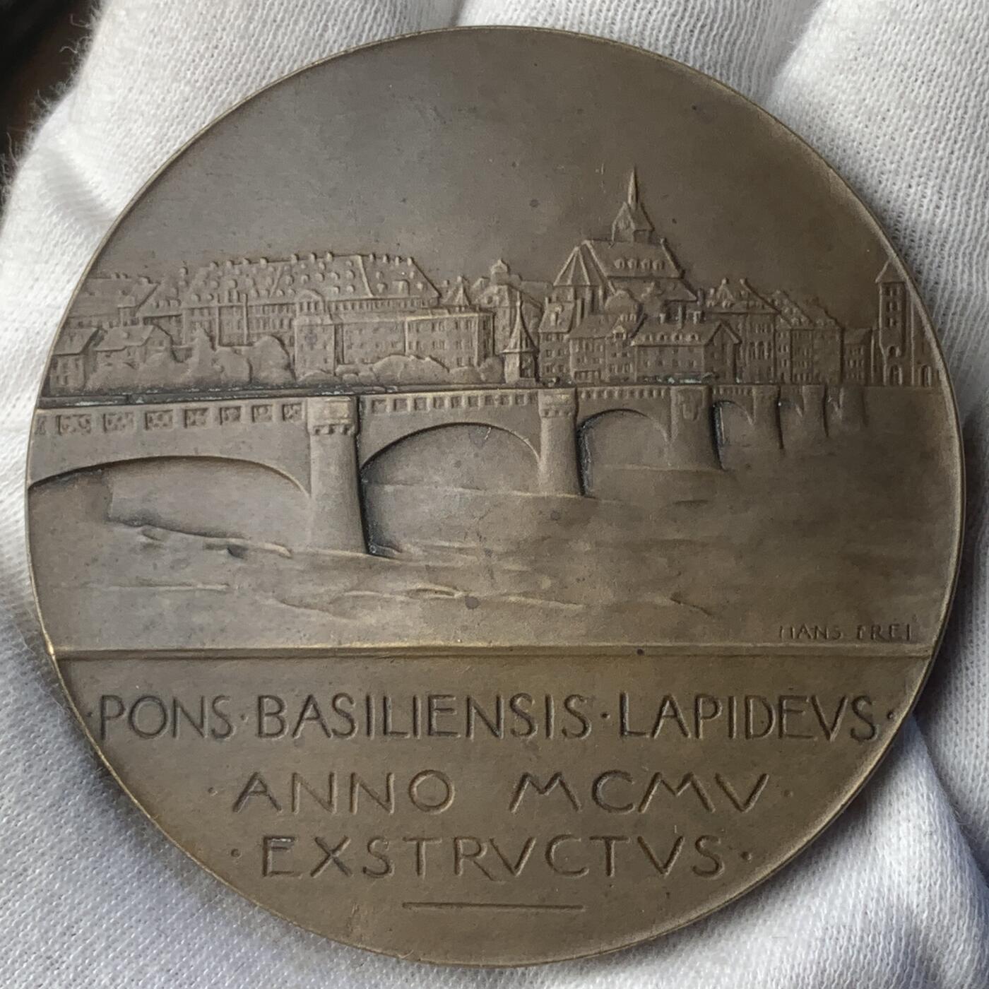 掌中浮雕-藏着的欧洲第042场 瑞士1905莱茵河大桥纪念大铜章，61mm
