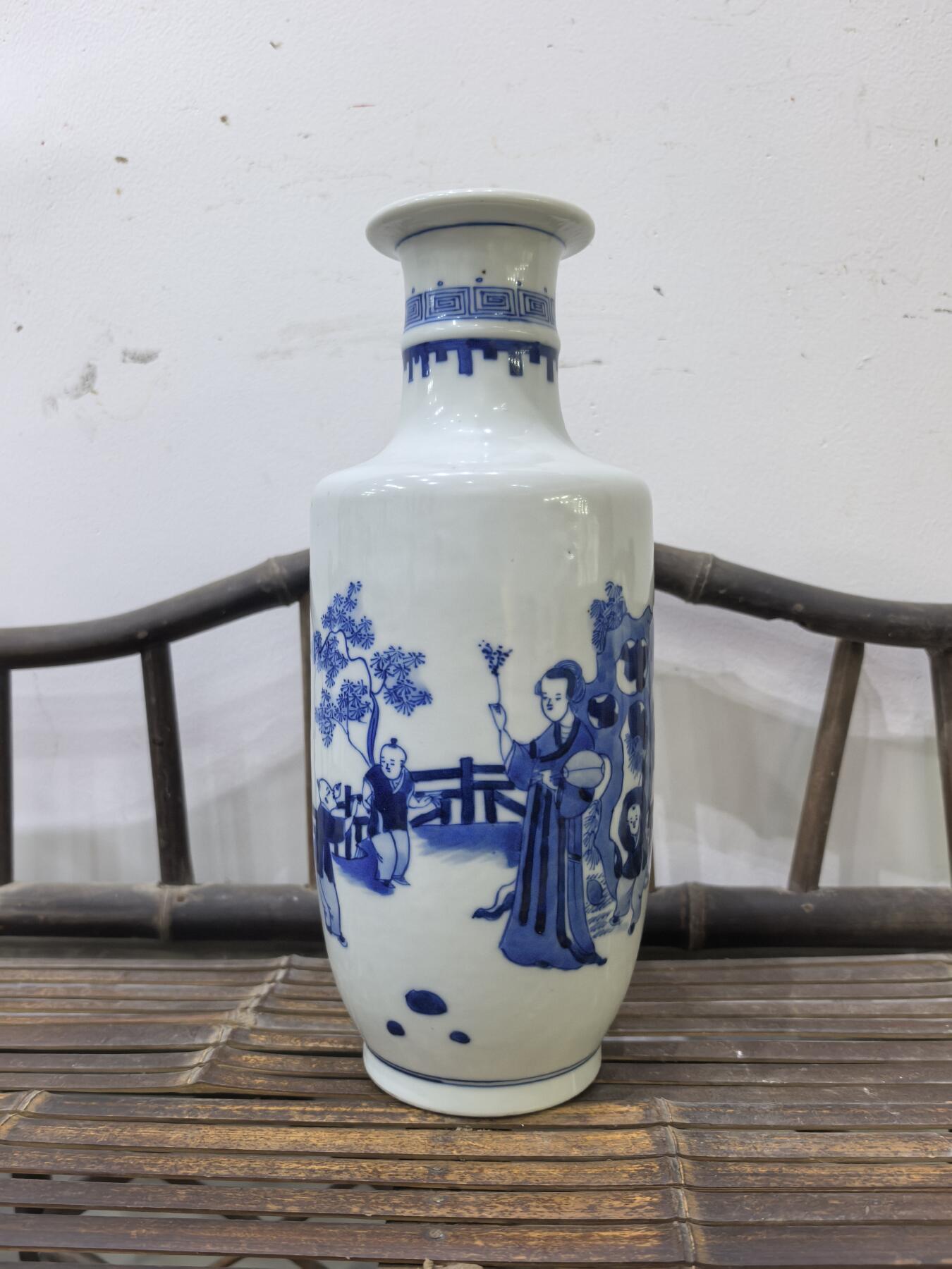 兰馨堂瓷器专场 回流青花瓷器花卉山石人物棒槌瓶