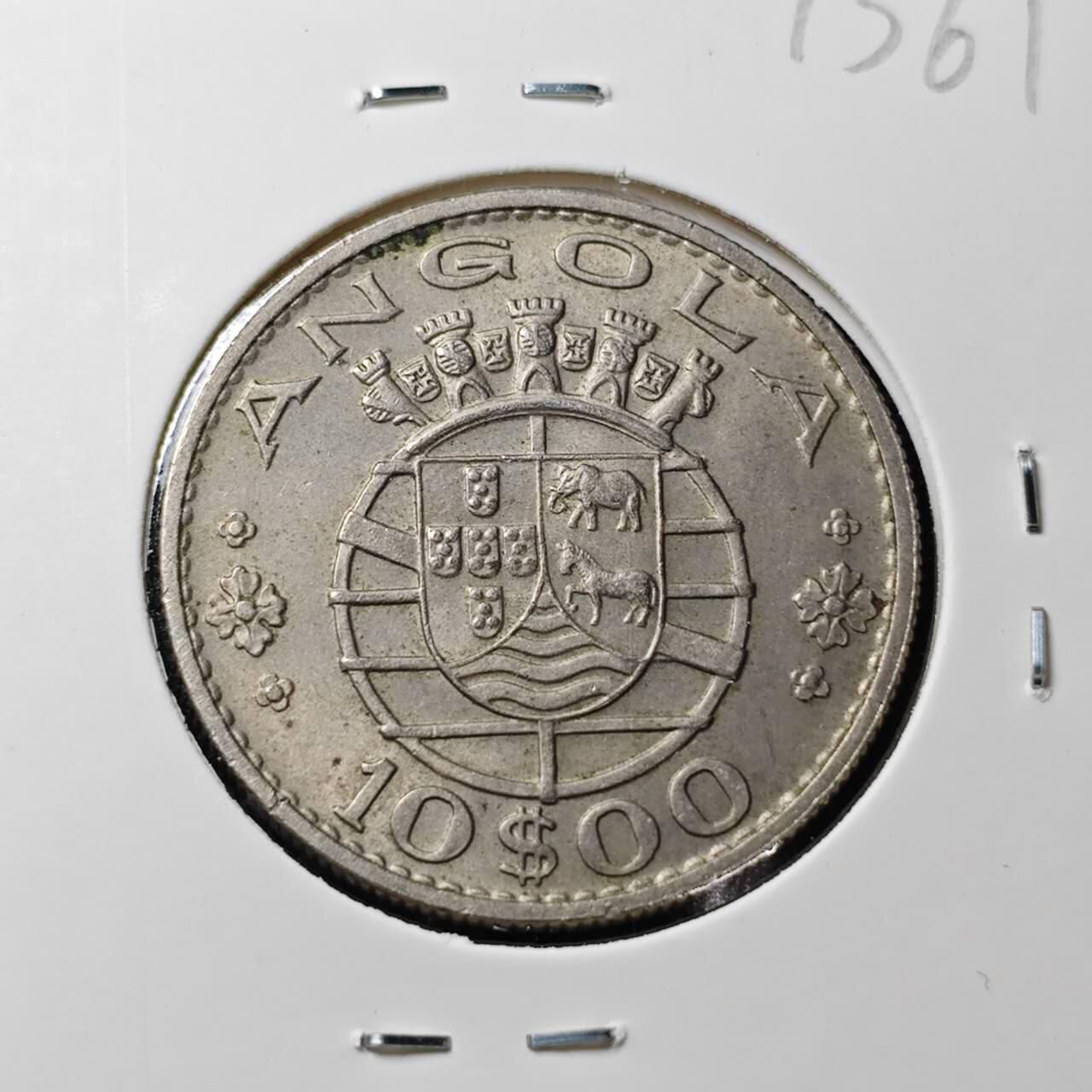 KK钱币收藏小铺  第373场  2月预留时间 周末发货  1970葡属安哥拉10埃斯库多 深打