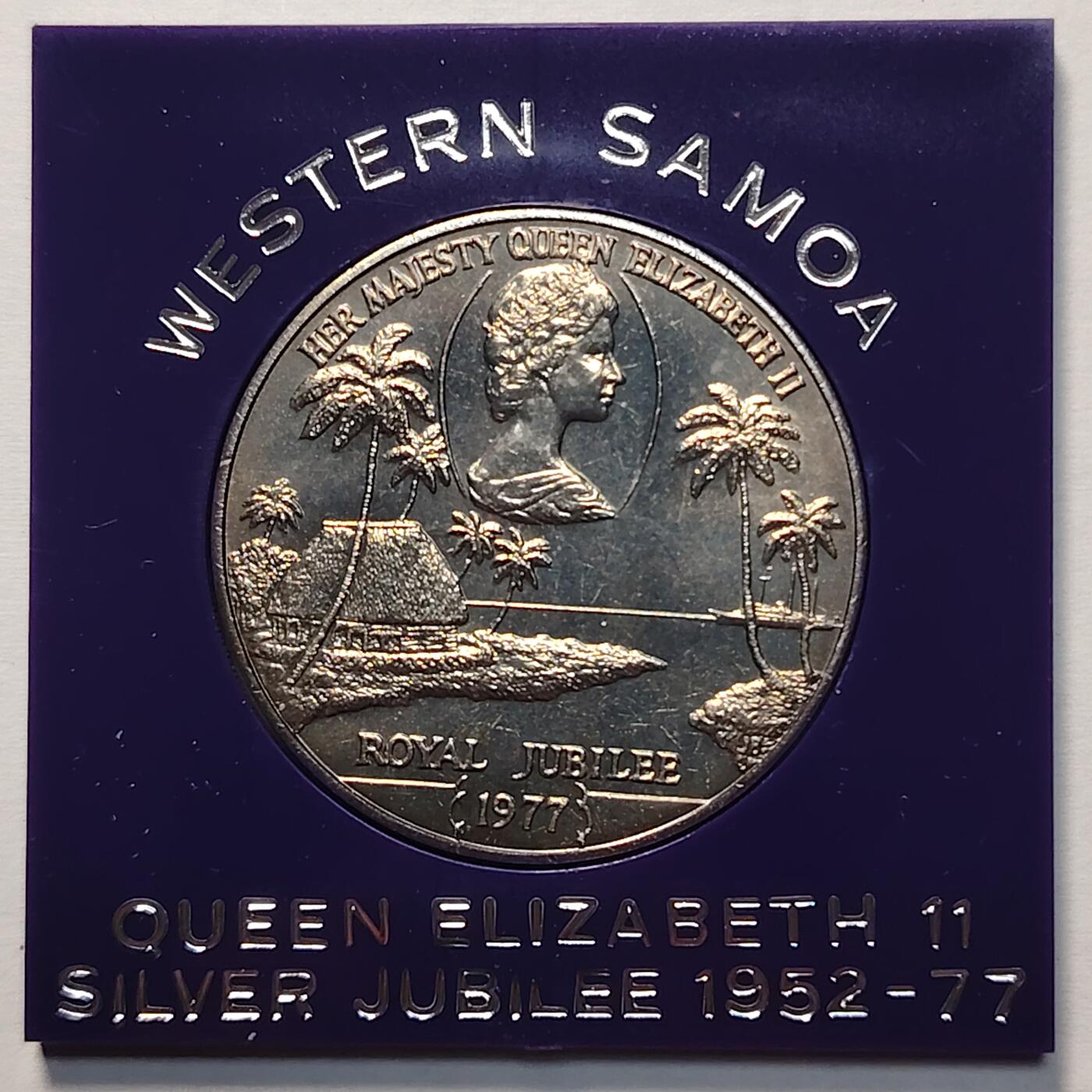 布加迪🐬～世界钱币(上海)🌾第 260 期 /  各国套币和散币 西萨摩亚群岛 1977年 1元 克朗币