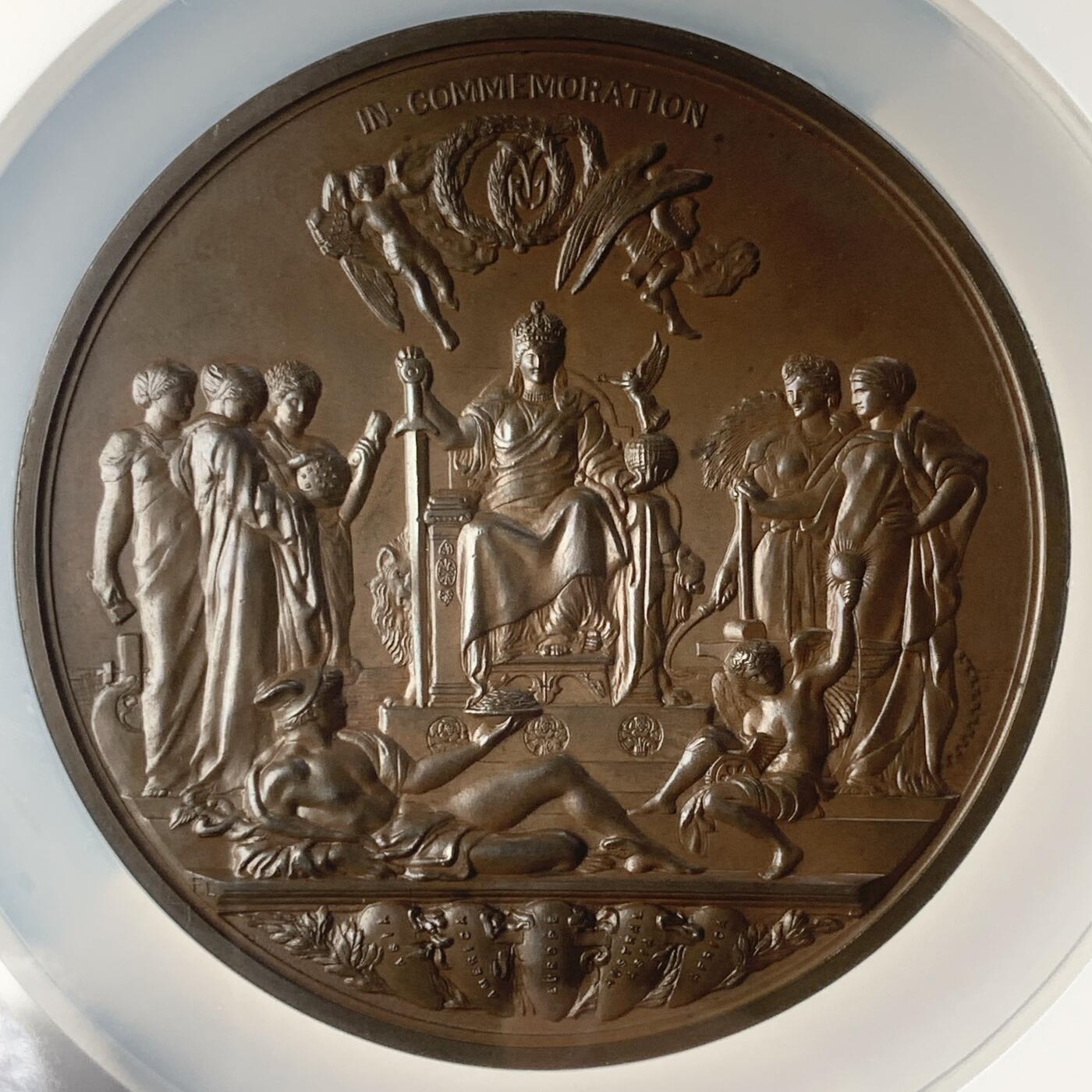 掌中浮雕-藏着的欧洲第042场 NGC MS63: 1887年维多利亚女王登基50年铜章, 77mm，J.E. Boehm and F. Leighton雕刻 , 英国章目录BHM-3219