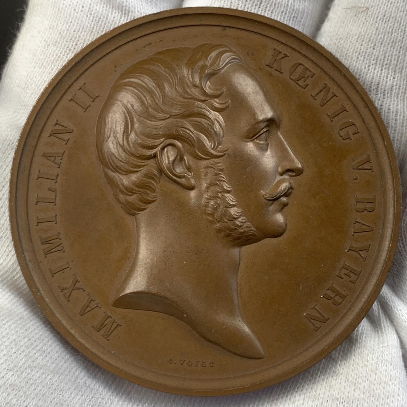 掌中浮雕-藏着的欧洲第042场 1854年德国巴伐利亚慕尼黑商业博览会铜章，56mm