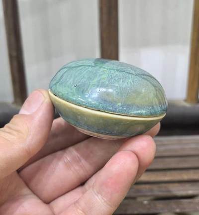 晚清民国钧窑窑变小印盒