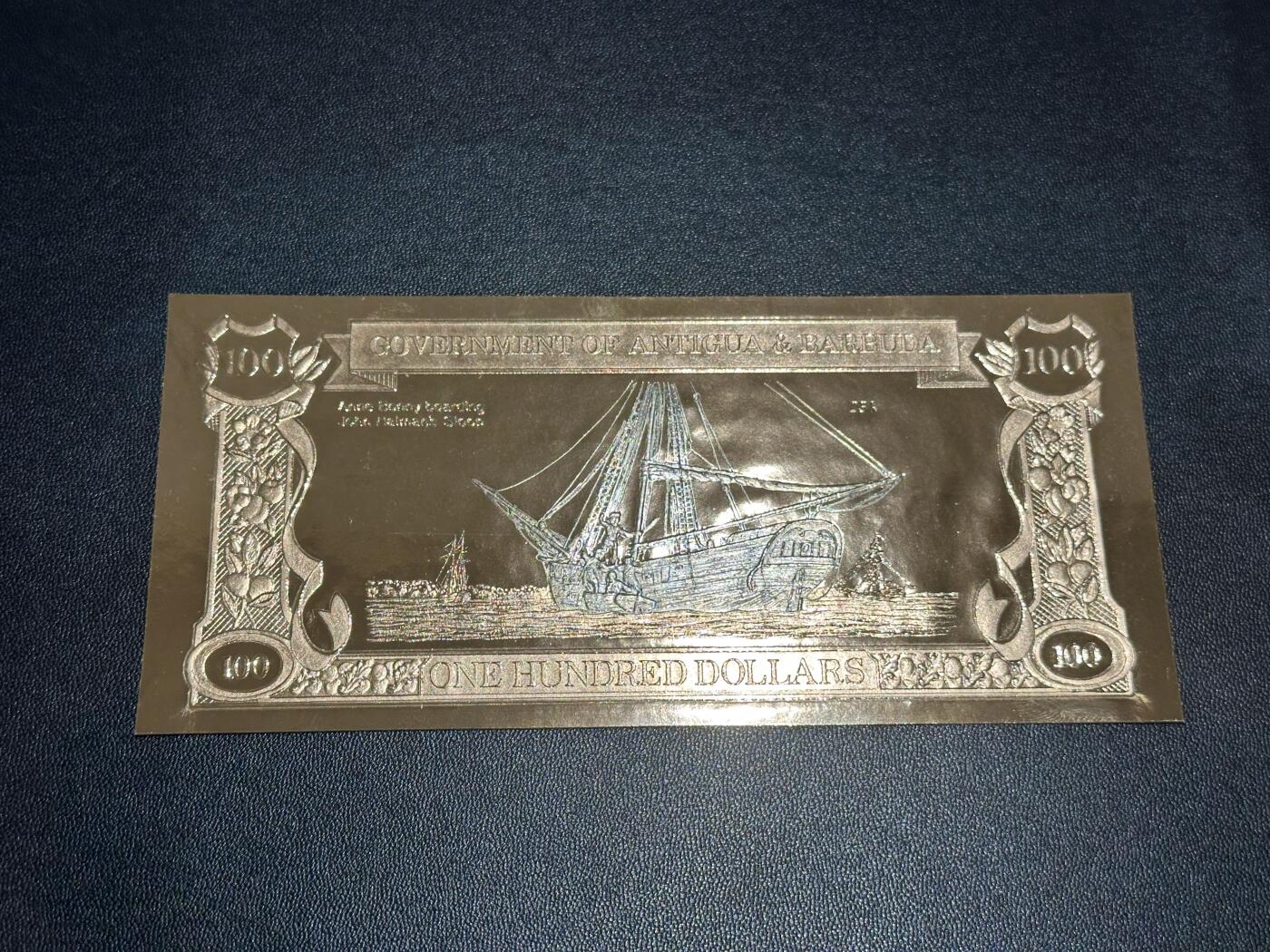 《外钞收藏家》第五百八十六期（品种丰富、精品多）（本平台长期征集拍品、欢迎藏友们联系合作） 权威纸币目录承认的可以使用的鎏金钞票安提瓜巴布达100元