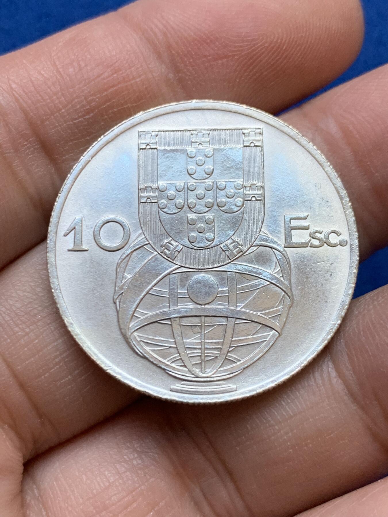 《竞宝斋》第439场 周日，周一，周二 3场连拍 （全场包邮） 葡萄牙 1954年 大航海帆船 10埃斯库多银币