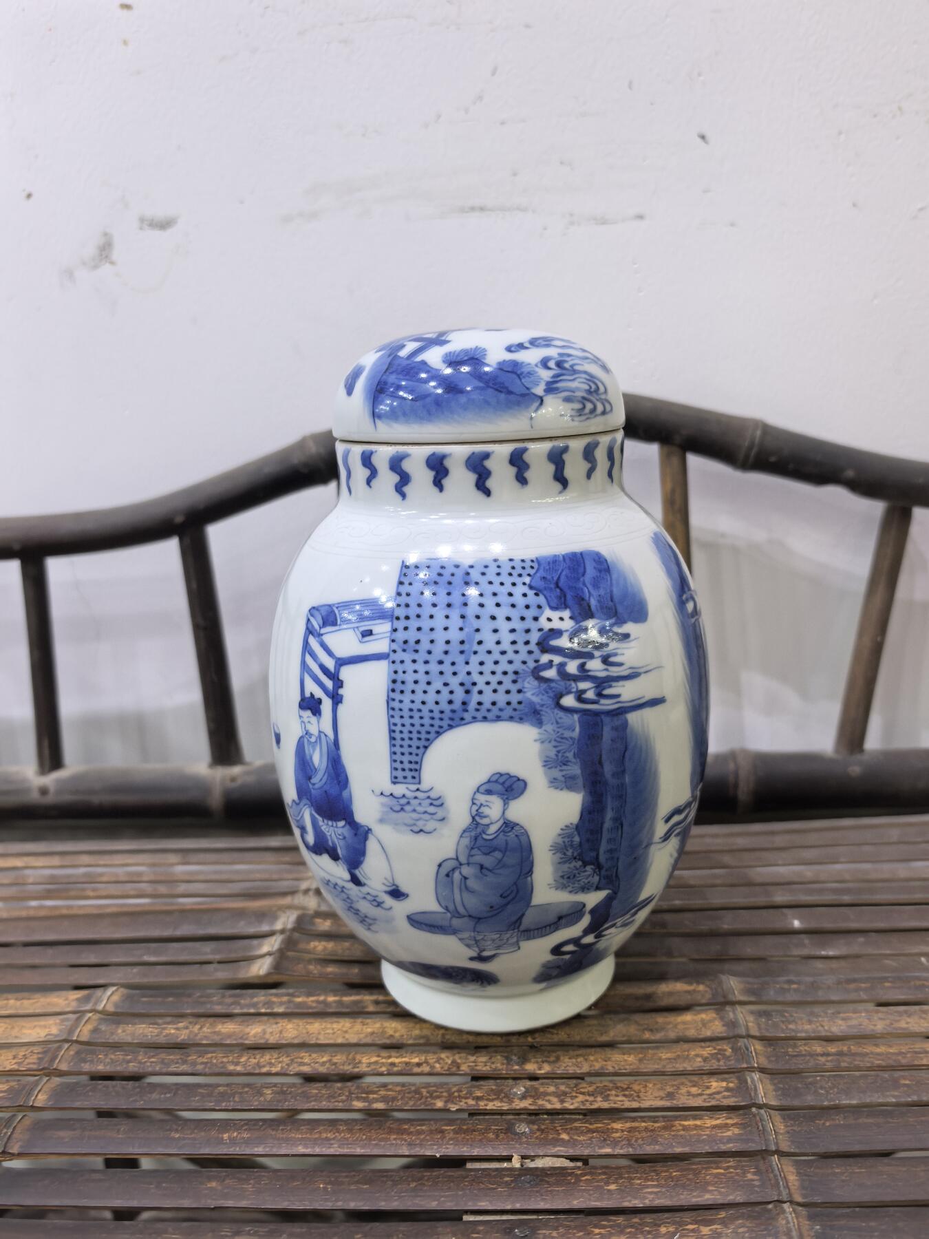 兰馨堂瓷器专场 回流青花人物罐