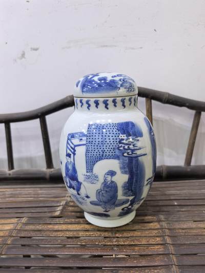 回流青花人物罐