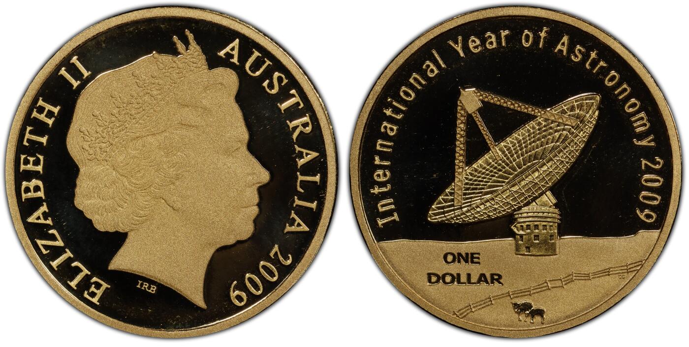 PThappally收藏第54次拍卖，英联邦地区硬币纸币 澳大利亚  2009 年 1 澳元  9g  铝青铜币  PCGS PR68DCAM 