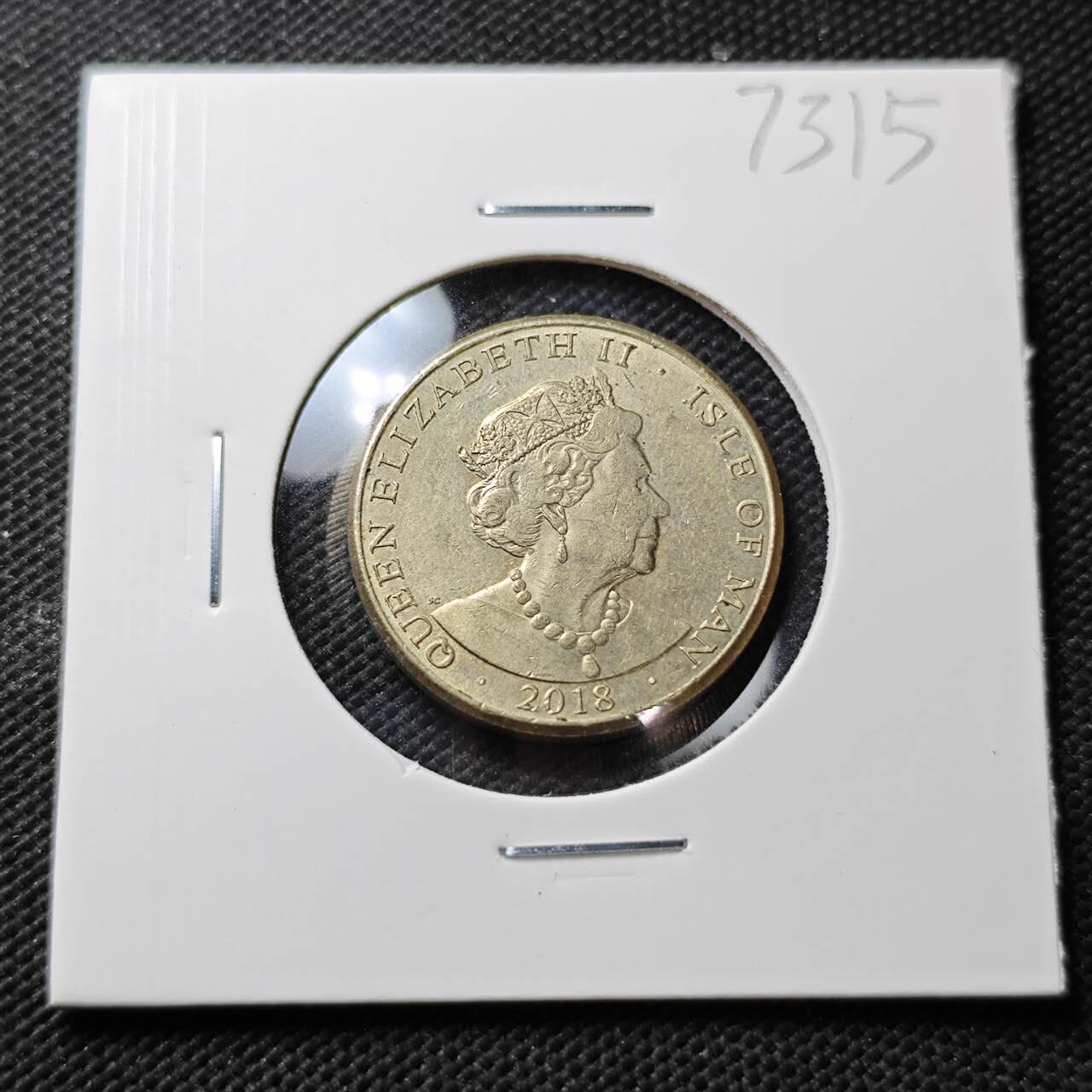 KK钱币收藏小铺  第373场  2月预留时间 周末发货 2018 马恩岛1镑