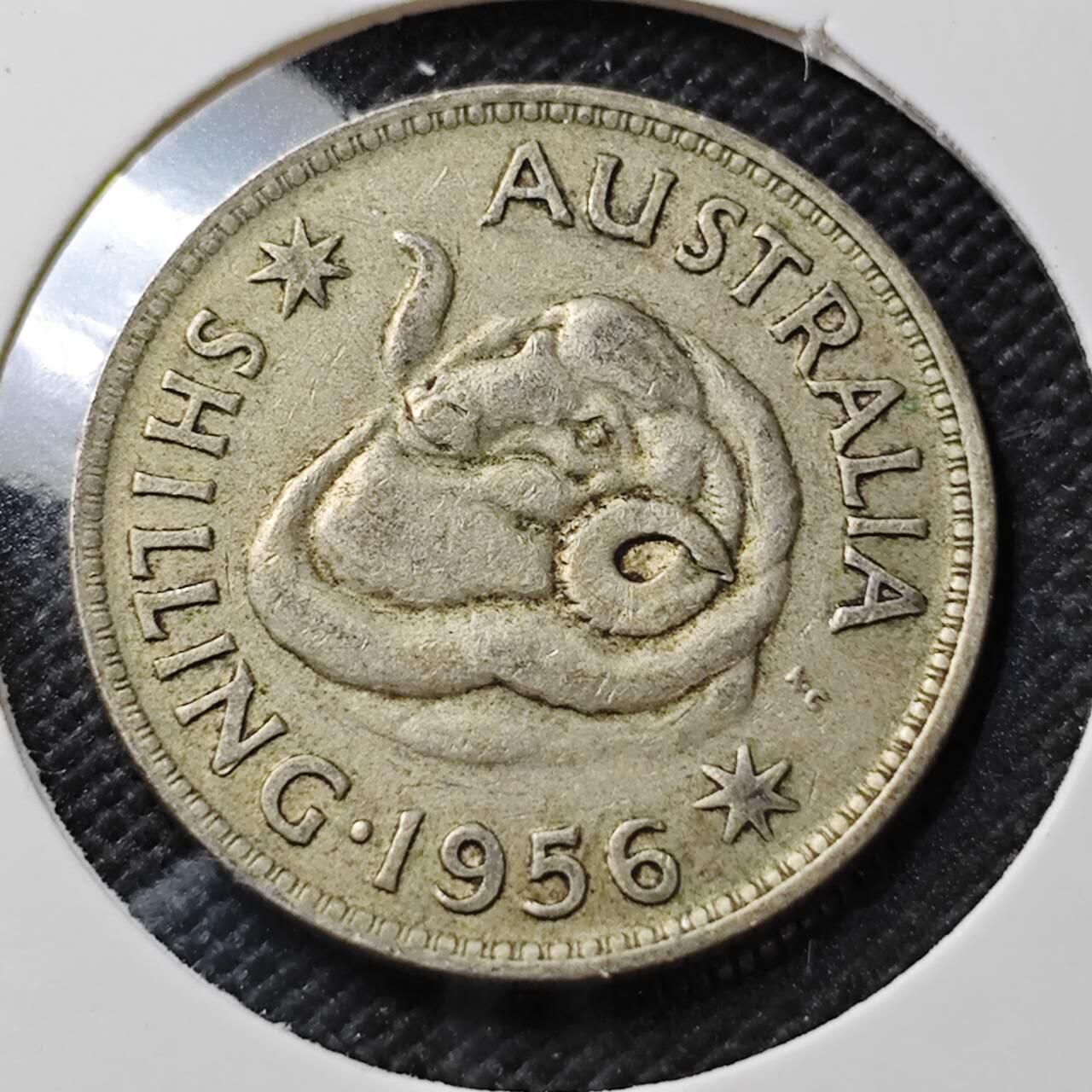 KK钱币收藏小铺  第373场  2月预留时间 周末发货  1956澳大利亚1先令银币