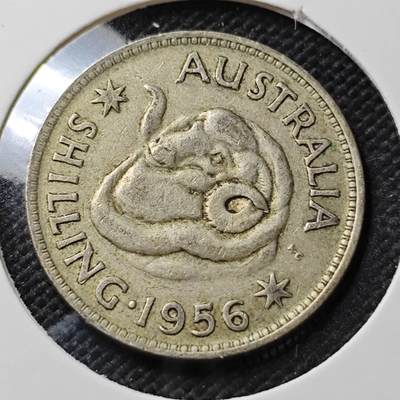 KK钱币收藏小铺  第373场  2月预留时间 周末发货 -  1956澳大利亚1先令银币