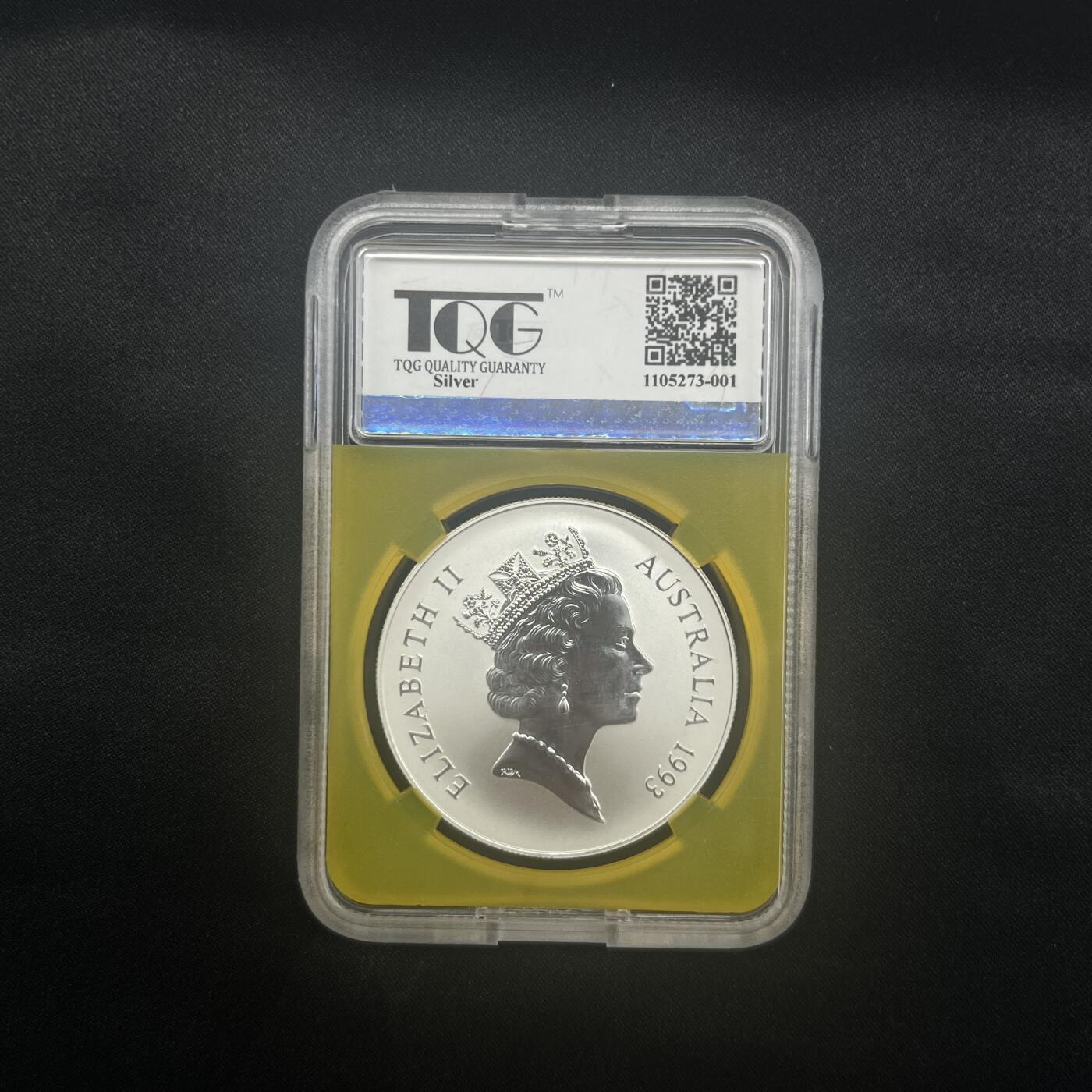 PThappally收藏第54次拍卖，英联邦地区硬币纸币 澳大利亚 1993 1元  袋鼠主题  1 盎司纯银纪念币 TQG MS 69