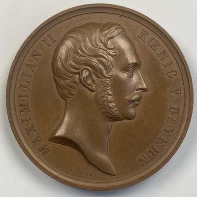 掌中浮雕-藏着的欧洲第042场 - 1854年德国巴伐利亚慕尼黑商业博览会铜章，56mm