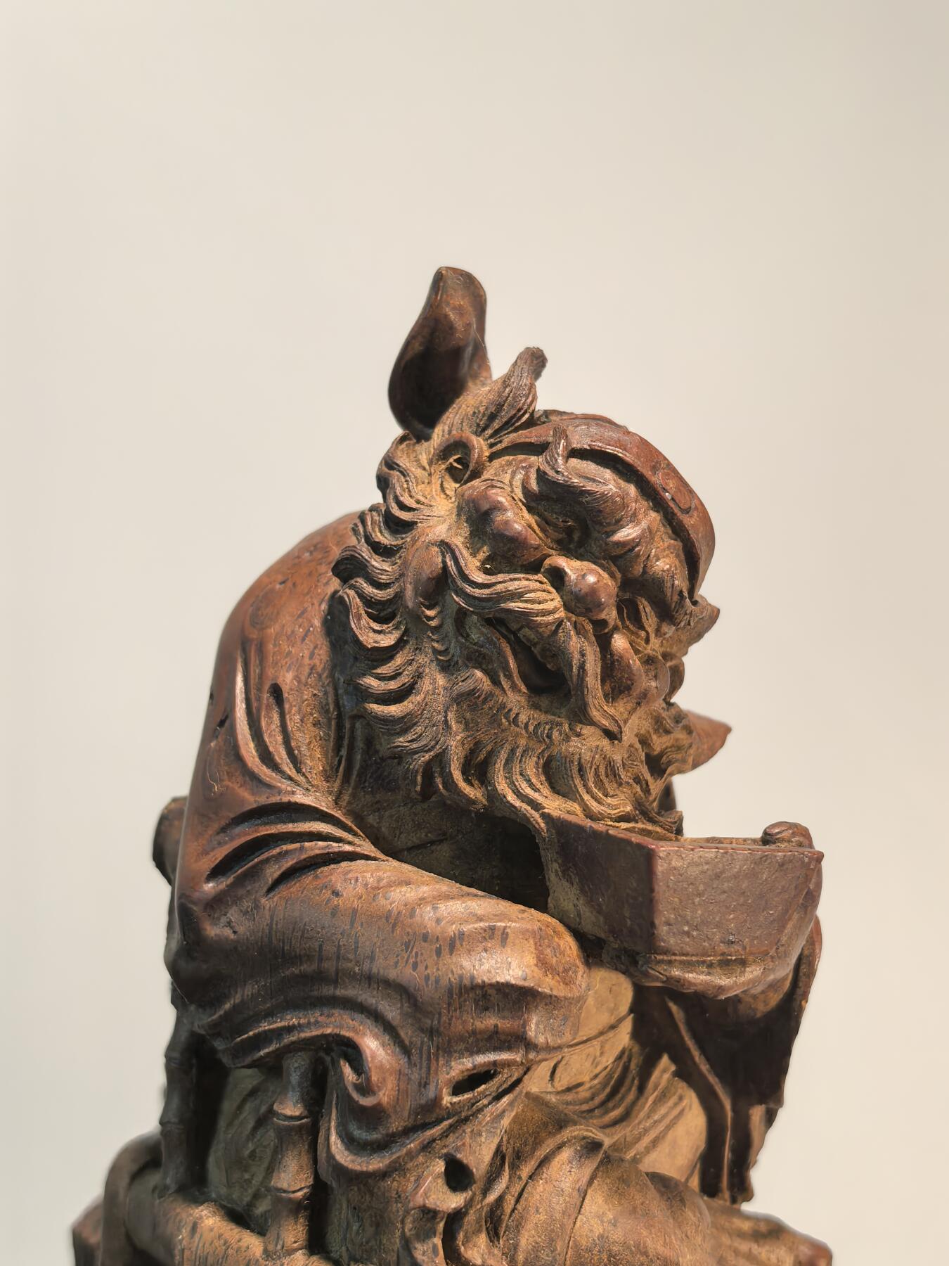 兰馨堂古玩杂项专场 老竹雕名家制钟馗醉酒小鬼抬轿摆件老红木座 