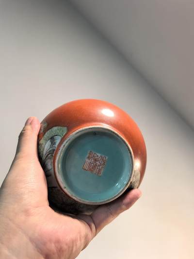 老粉彩凤鸟瓷瓶