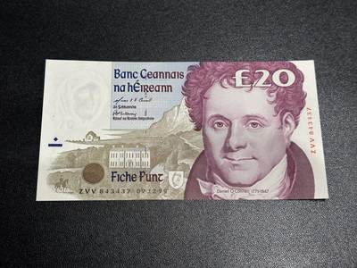 《外钞收藏家》第五百八十六期（品种丰富、精品多）（本平台长期征集拍品、欢迎藏友们联系合作） - 1999年爱尔兰20镑 全新 为PMG65剪壳裸币