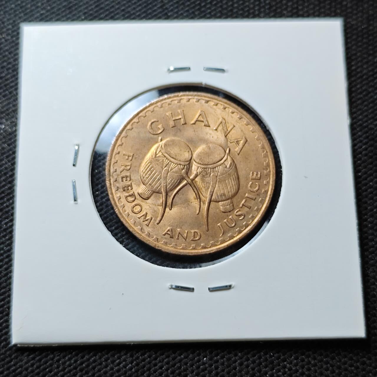 KK钱币收藏小铺  第373场  2月预留时间 周末发货  1967加纳1比塞瓦铜币 好品