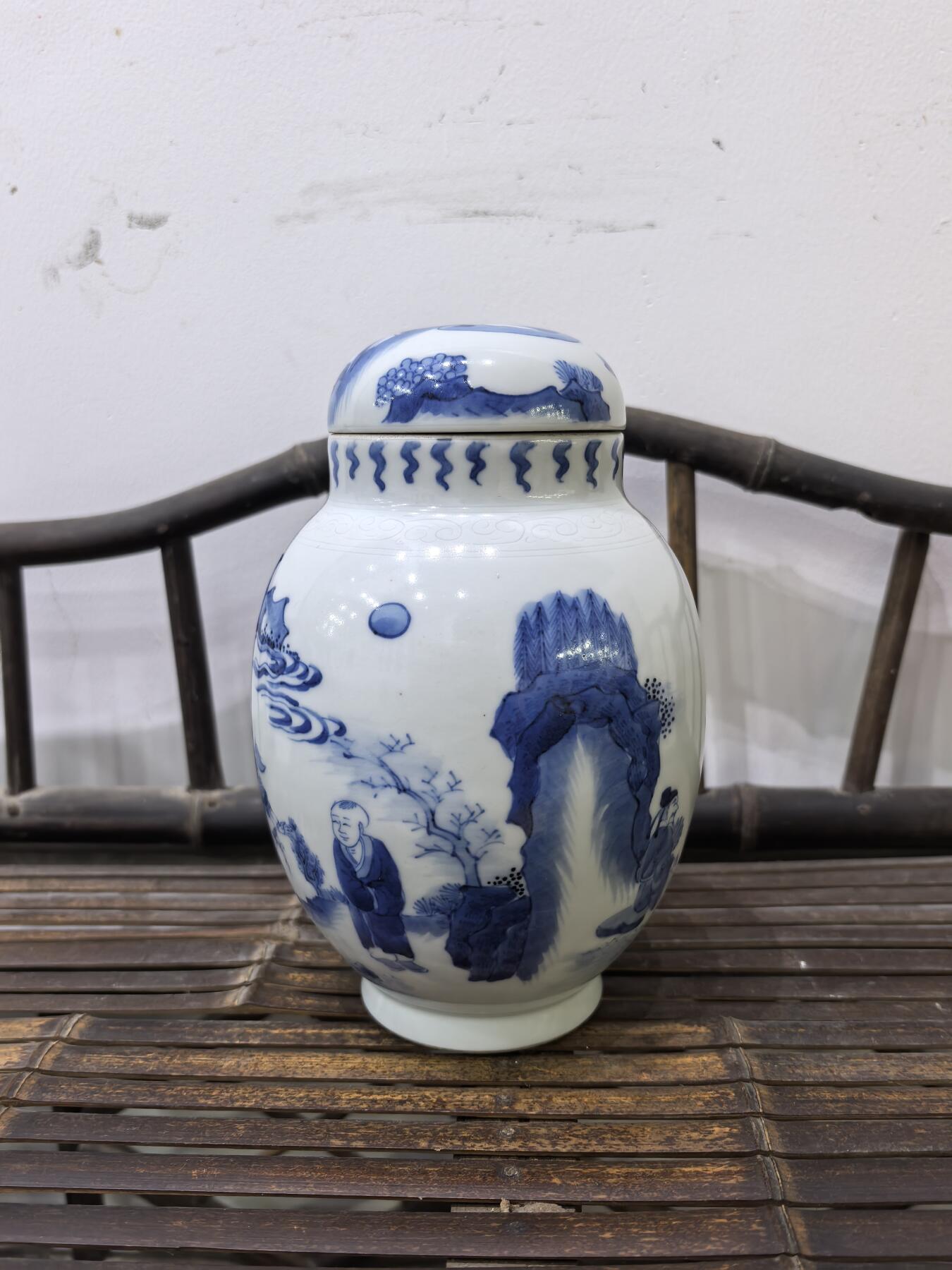 兰馨堂瓷器专场 回流青花人物罐