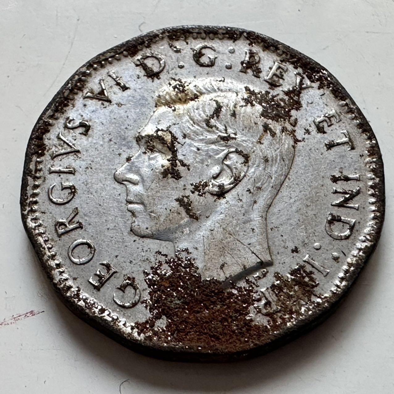 🌹外币初藏🌹🐯2025年第129场  每周二四六晚8️⃣点 接代拍 加拿大1945年二战胜利五分铁币 除锈剂一擦嘎嘎新