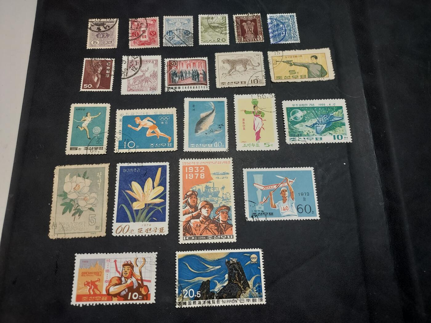 博彦收藏  TM 11月22日 8点 邮票专场 日本/韩国旧票22枚，个别瑕疵，大部分上品