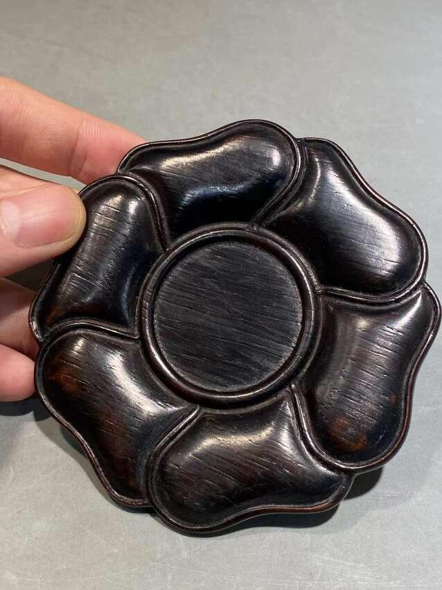 兰馨堂瓷器专场 紫檀木雕红木茶杯托盘