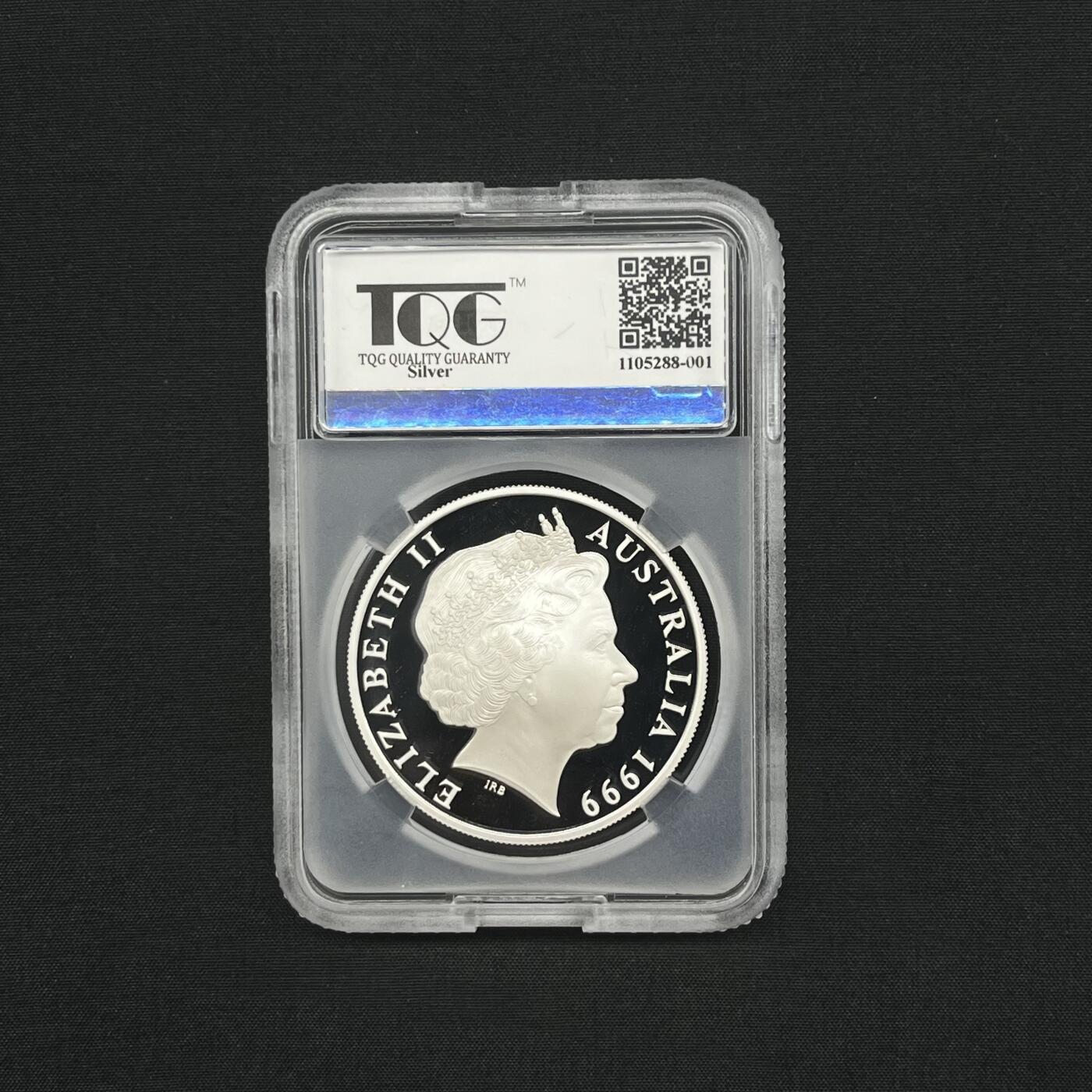 PThappally收藏第54次拍卖，英联邦地区硬币纸币 澳大利亚  1999 年 1 元“女王 威仪肖像”31.10g  银质精制纪念币 稀缺收藏拍品 TQG PF70 UC