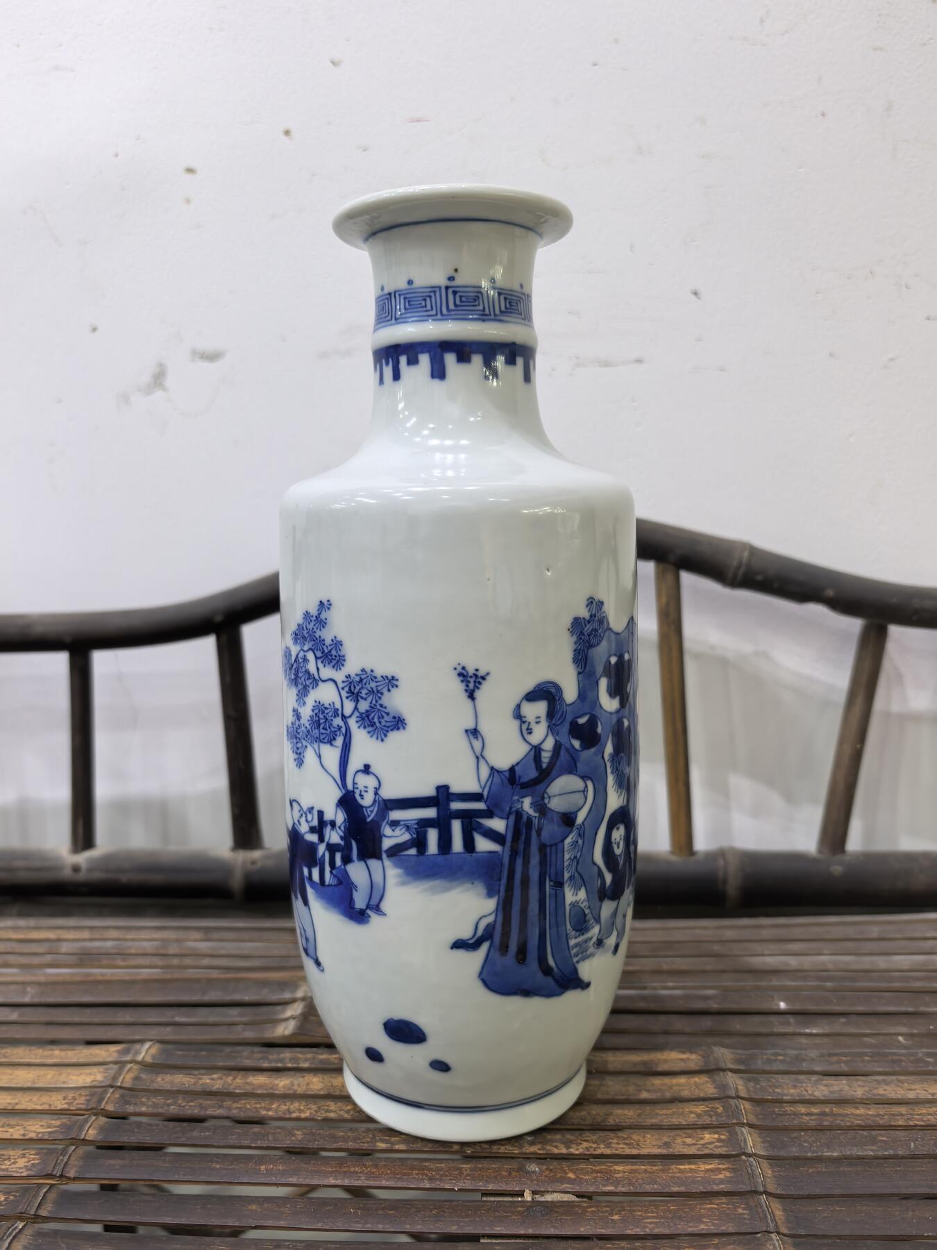 兰馨堂瓷器专场 回流青花瓷器花卉山石人物棒槌瓶