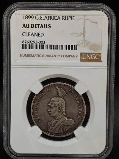 【淘币小摊】实时拍第七百九十九拍   银币套币场   满百包邮可预留二周 每周一统一发货   - 德属东非1899年1卢比银币 NGC AUD