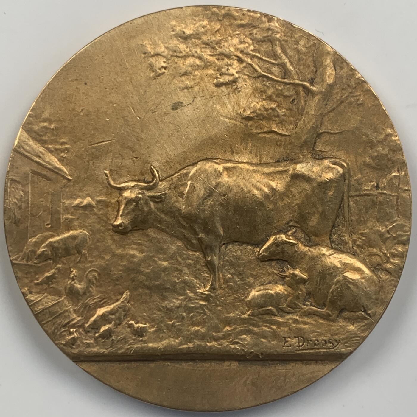 掌中浮雕-藏着的欧洲第042场 法国农业镀金铜章，44mm，40g