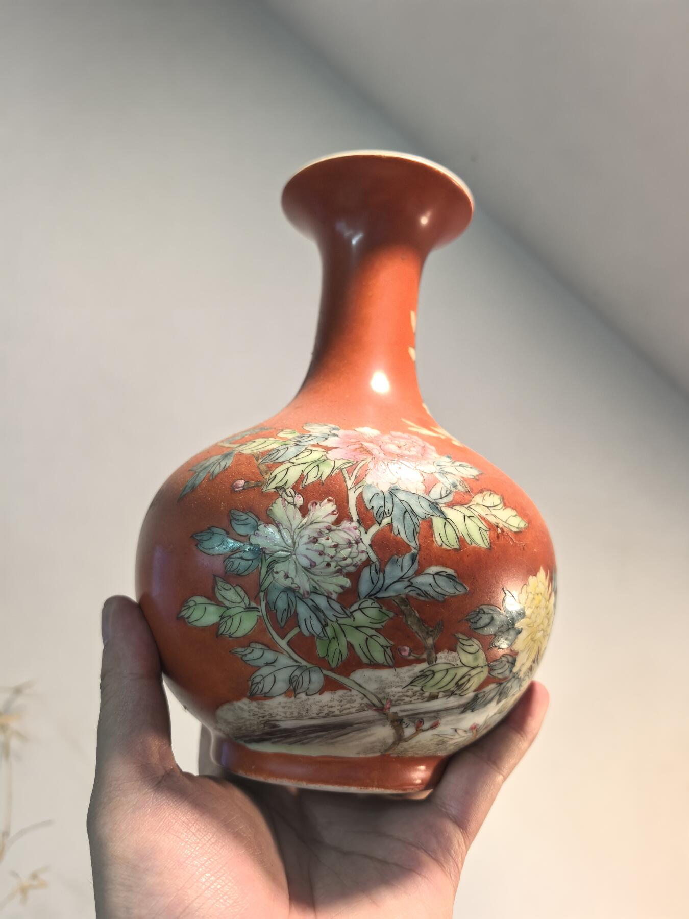 兰馨堂瓷器专场 老粉彩凤鸟瓷瓶