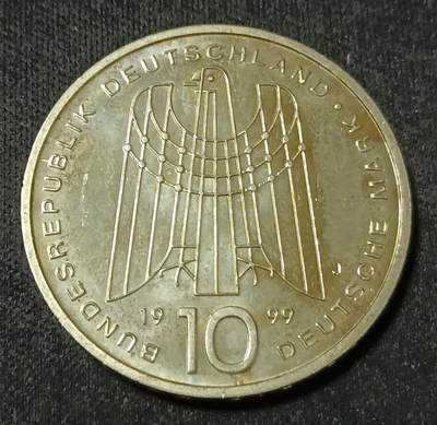 【游宝拍卖】乙巳蛇年88期 佣金1+6% - 德国-10马克银币 1999年 15.5g Ag0.925 SOS儿童村建立50周年纪念币