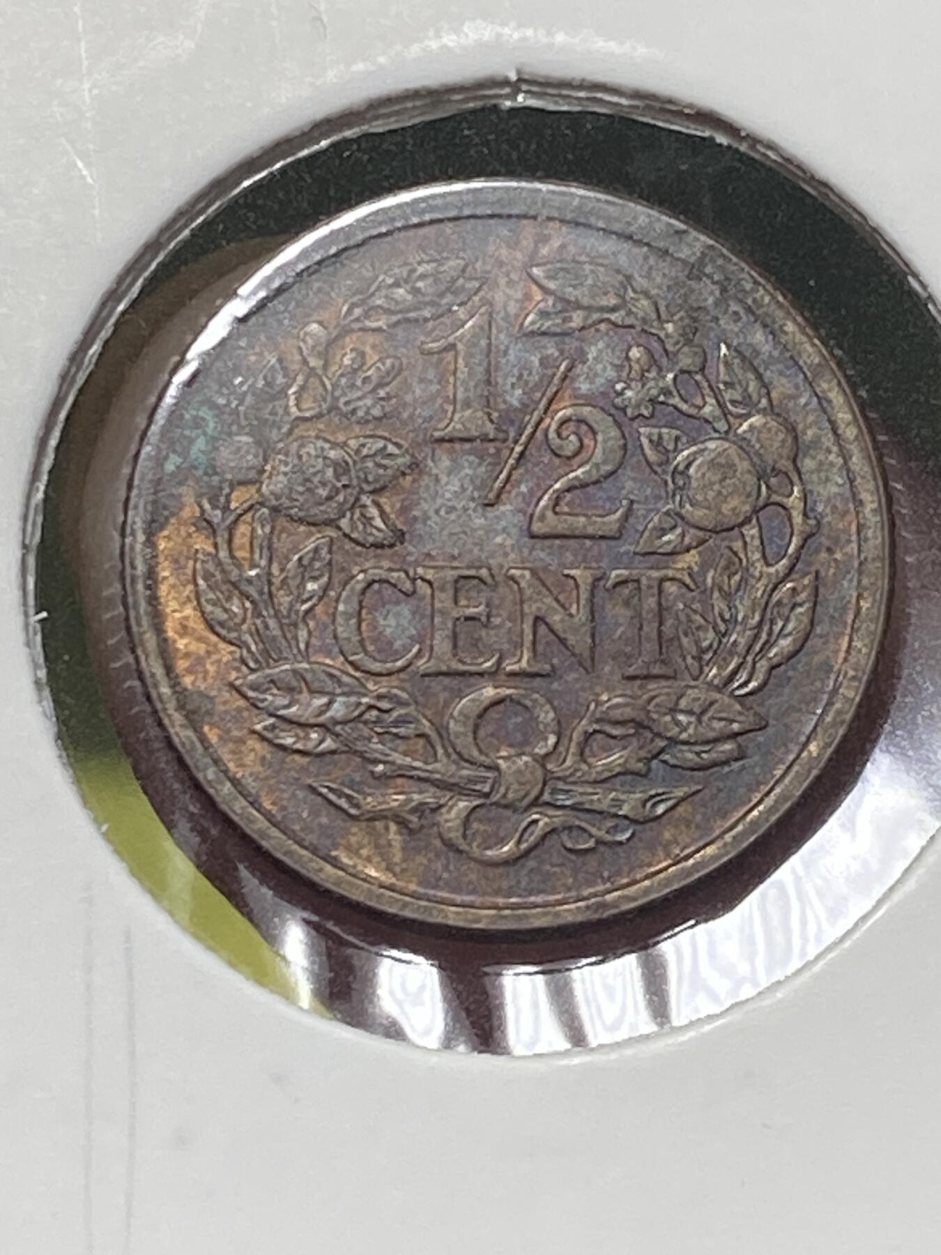 2025年第一百三十场(总第一百五十六场）外国好品纸夹散币场(免佣金) 带光好品–荷兰🇳🇱1938年1/2分(威廉明娜女王第三版，15面大盾版，Grapes 葡萄标)