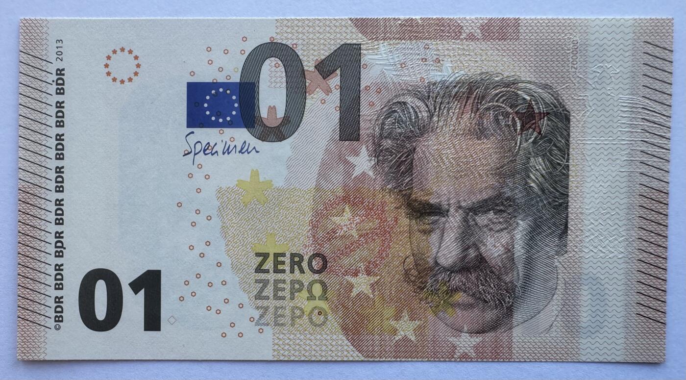 2025第25场（总第225期）：精品测试钞、纪念钞、塑料钞、连体钞综合场 阿尔贝特.史怀哲 01面额欧元测试钞UNC（压印版）