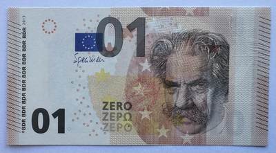 2025第25场（总第225期）：精品测试钞、纪念钞、塑料钞、连体钞综合场 - 阿尔贝特.史怀哲 01面额欧元测试钞UNC（压印版）