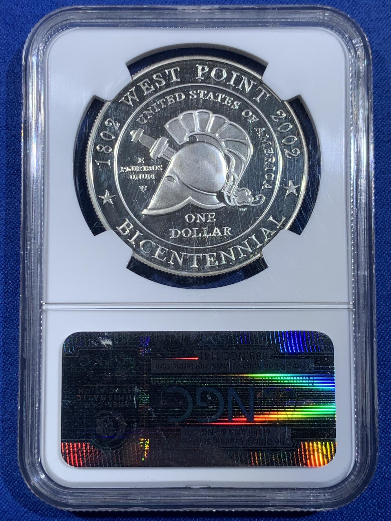 《竞宝斋》第439场 周日，周一，周二 3场连拍 （全场包邮） NGC PF69UC 美国2002年西点军校200周年精制纪念银币 获奖币