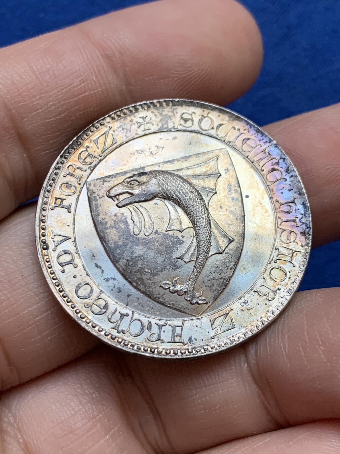 《竞宝斋》第439场 周日，周一，周二 3场连拍 （全场包邮） 法国弗雷兹考古协会银代币 丰饶角银标 14.45克 33.6mm