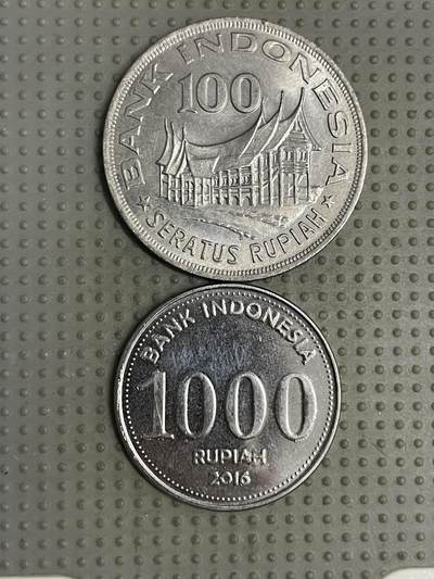 2025年第120场各国散币拍卖（总第120场） - 印度尼西亚1978年100卢比、2016年1000卢比2枚