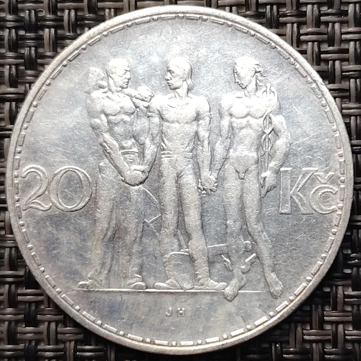 布加迪🐬～世界钱币(上海)🌾第 261 期 /  各国套币和散币 捷克和斯洛伐克1934年工业、农业、商业雕像20克朗老银币