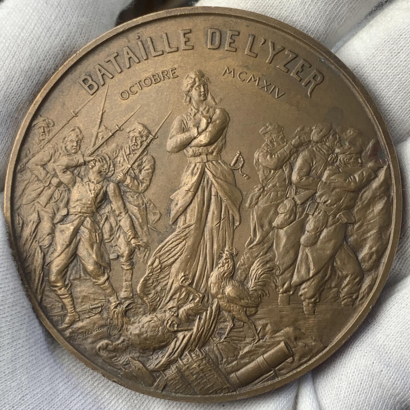 掌中浮雕-藏着的欧洲第042场 1914年法国一战系列伊珀尔战役纪念大铜章，68mm
