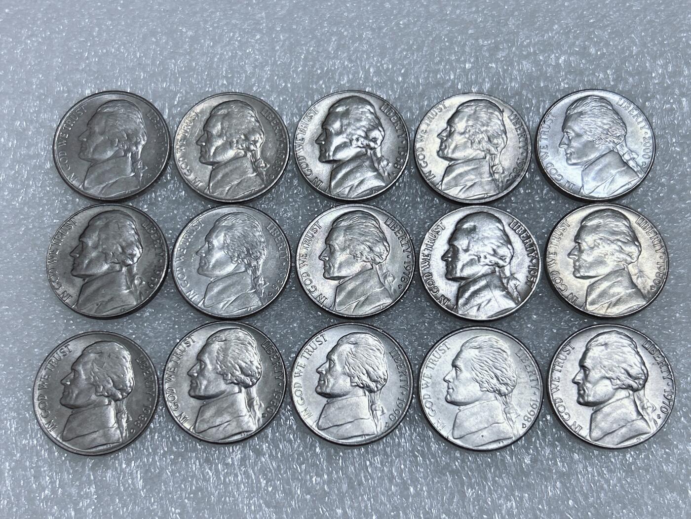 第一海外回流一元起拍收藏 散集专场  第268期 美国5美分硬币 15枚 带光好品