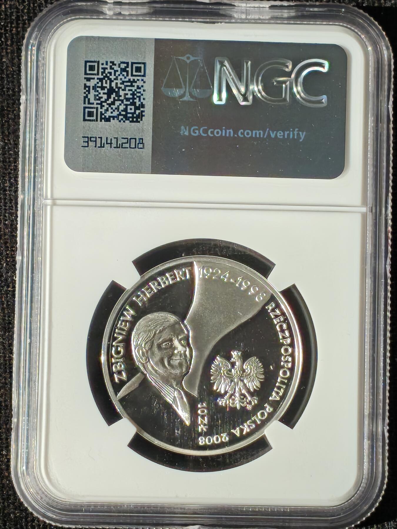 刘世昌艺术品销售中心～虎踞龙蟠*金杨在线联拍群第510期 波兰2008年“胜利女神”10兹罗提精制纪念银币（NGC    PF69UC    串号：6716752）1枚。