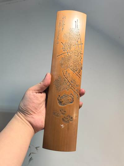 老竹雕臂搁镇纸案头摆件 秋耀金萍 